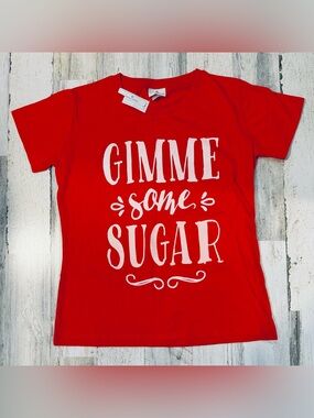 Paula Deen Gimme Some Sugar Cotton Iridescent Glitter Orange Red Tee Shirt M NWT